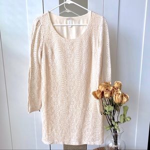 Lace Long Sleeve Shift Dress